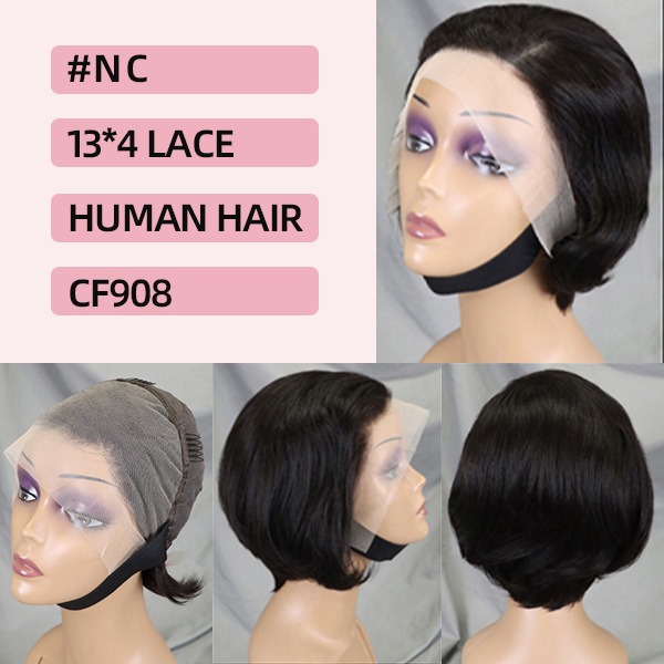 Infuse your look with trendy AF chic style using our short hair full frontal lace wig, meticulously crafted from high-quality human hair for a fashionable and modern appearance.